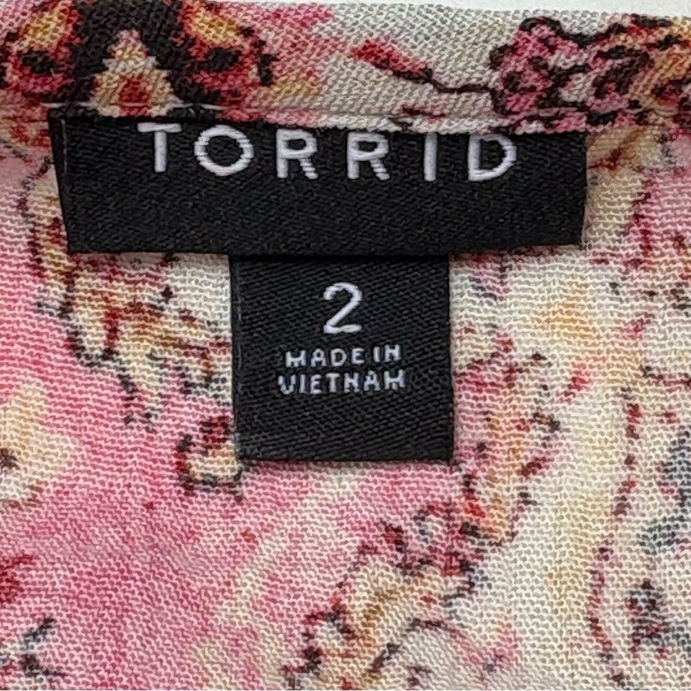 TORRID Gauze Tunic Skater Dress Size 2X 18/20 Medallion Pink 3/4 Blouson Sleeves - Picture 10 of 12